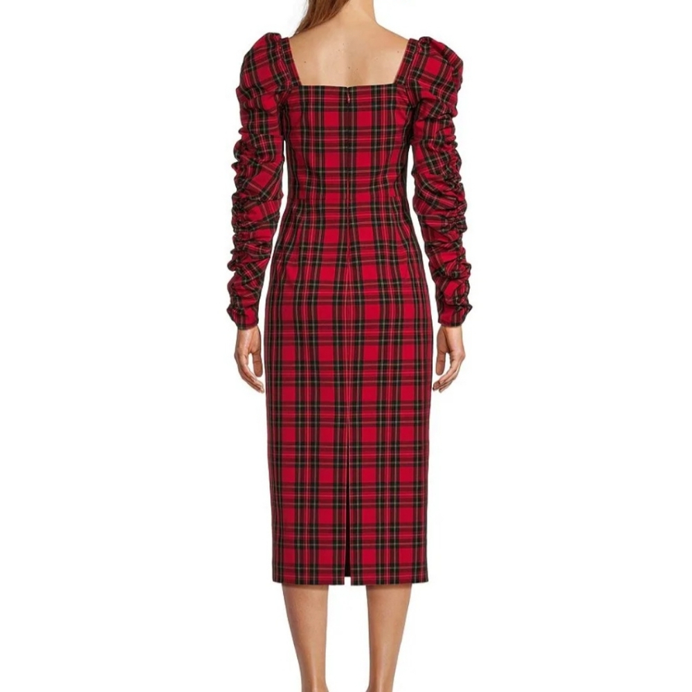 ANTONIO MELANI Red Plaid Long Sleeve Dress - Picture 2 of 8
